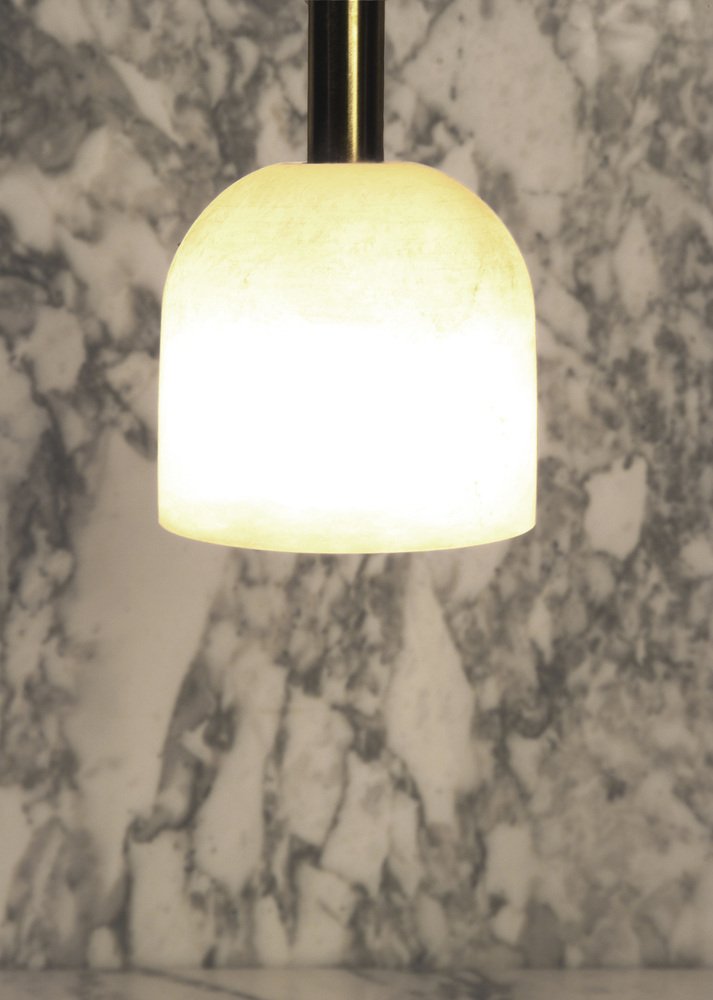 Marble and Alabaster SM-00 Sculptural Lamp with Tulip Diffuser by Edouard Sankowski for Krzywda