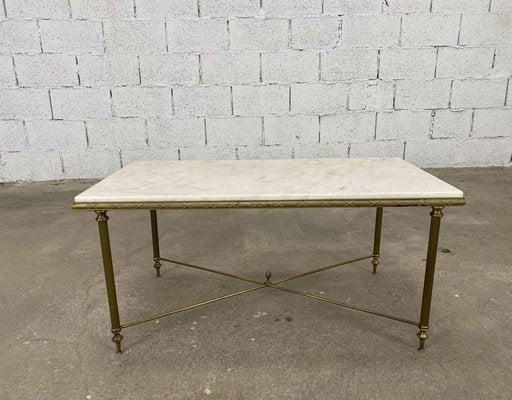 Marble and Brass Coffee Table, 1970s-PB-1700203