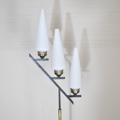 Marble and Brass Floor Lamp from Stilnovo, 1950s-JQO-708329