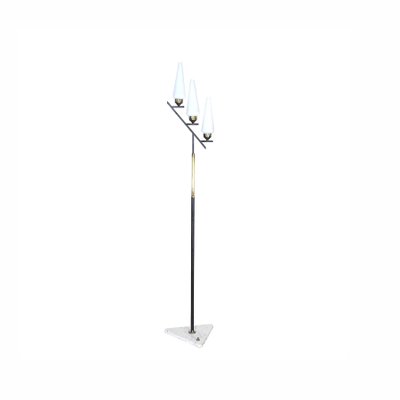 Marble and Brass Floor Lamp from Stilnovo, 1950s-JQO-708329