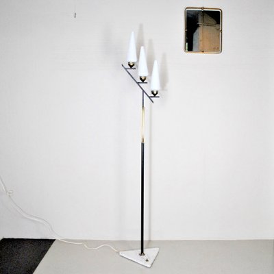 Marble and Brass Floor Lamp from Stilnovo, 1950s-JQO-708329