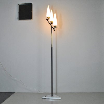 Marble and Brass Floor Lamp from Stilnovo, 1950s-JQO-708329