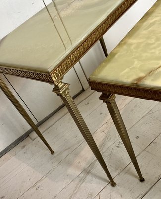 Marble and Brass Nesting Tables, 1970s, Set of 3-WZZ-858632