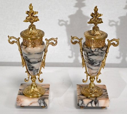 Marble and Bronze Casseroles, 1920, Set of 2-RVK-1394865