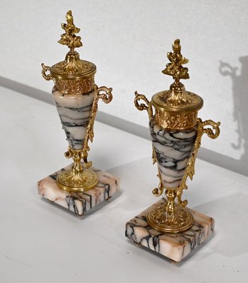 Marble and Bronze Casseroles, 1920, Set of 2-RVK-1394865