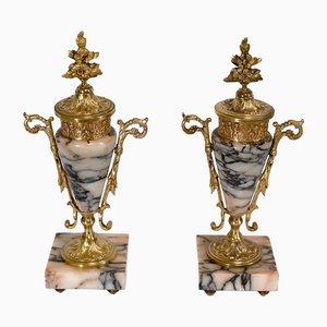 Marble and Bronze Casseroles, 1920, Set of 2-RVK-1394865