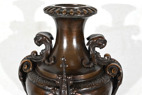 Marble and Bronze Chimney Decorative, End of 19th Century, Set of 3-RVK-1395652