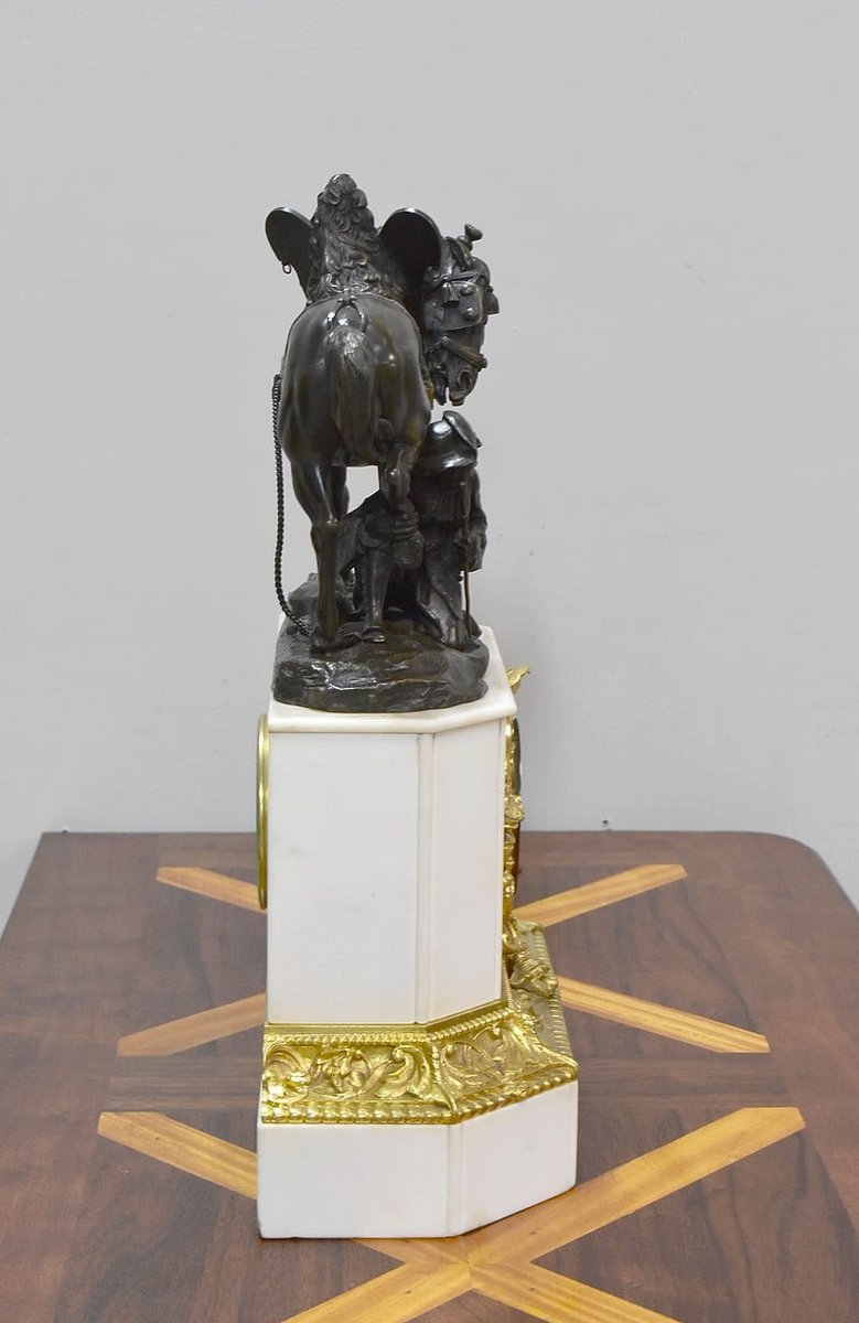 Marble and Bronze Clock by Théodore Gechter, 19th Century