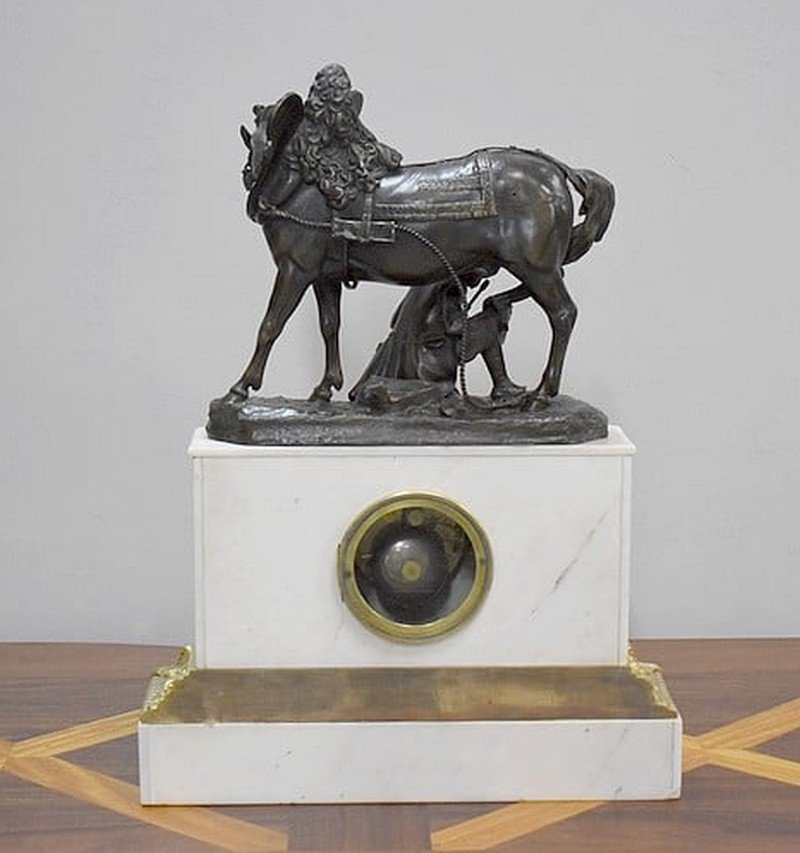 Marble and Bronze Clock by Théodore Gechter, 19th Century