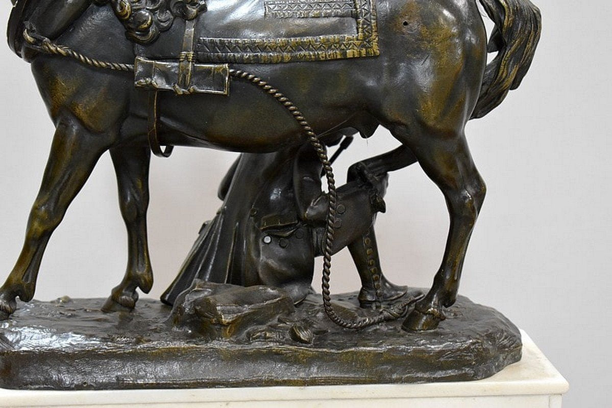 Marble and Bronze Clock by Théodore Gechter, 19th Century