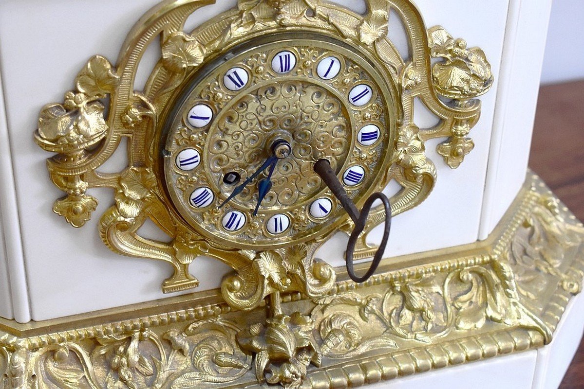 Marble and Bronze Clock by Théodore Gechter, 19th Century