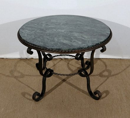 Marble and Forged Iron Coffee Table, 1950s-RVK-1154708