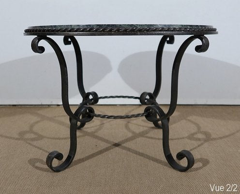 Marble and Forged Iron Coffee Table, 1950s-RVK-1154708