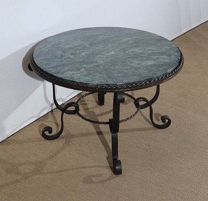 Marble and Forged Iron Coffee Table, 1950s-RVK-1154708