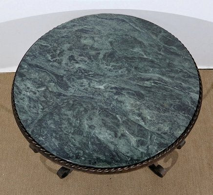 Marble and Forged Iron Coffee Table, 1950s-RVK-1154708