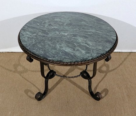 Marble and Forged Iron Coffee Table, 1950s-RVK-1154708