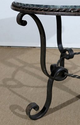 Marble and Forged Iron Coffee Table, 1950s-RVK-1154708