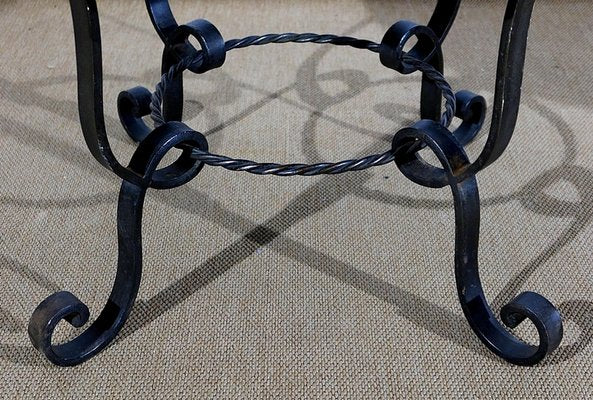 Marble and Forged Iron Coffee Table, 1950s-RVK-1154708