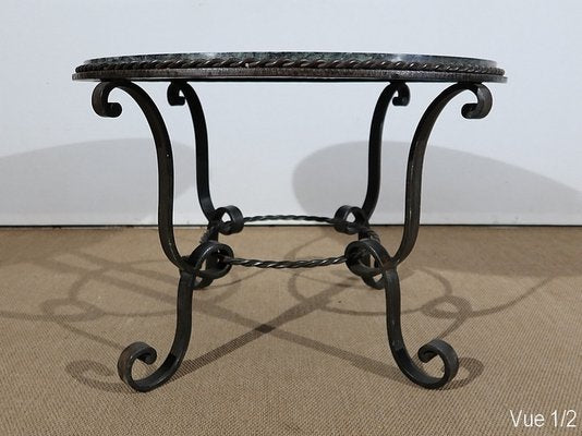 Marble and Forged Iron Coffee Table, 1950s-RVK-1154708