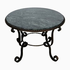 Marble and Forged Iron Coffee Table, 1950s-RVK-1154708