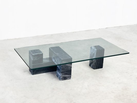 Marble and Glass Coffee Table-XLH-1778322