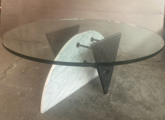 Marble and Glass Coffee Table, 1980s-QVY-1795768