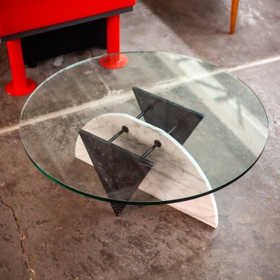 Marble and Glass Coffee Table, 1980s-QVY-1795768