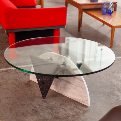 Marble and Glass Coffee Table, 1980s-QVY-1795768