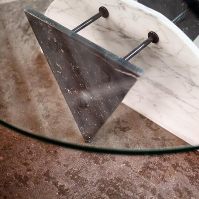 Marble and Glass Coffee Table, 1980s-QVY-1795768