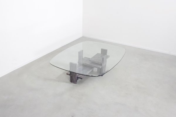 Marble and Glass Coffee Table by Willy Ballez, Belgium, 1970s-QT-1263453