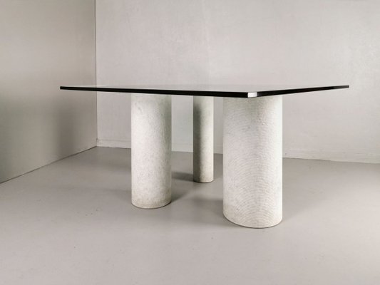 Marble and Glass Dining Table by Giulio Lazzotti for Casigliani, 1970s-PRS-799375