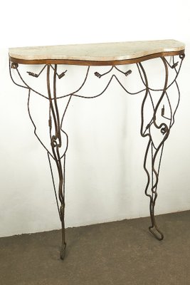 Marble and Iron Console, Treviso, Italy, 1950s-LMR-1816617