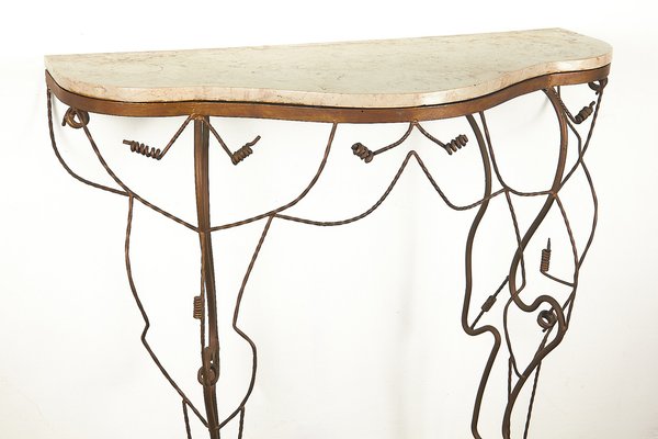 Marble and Iron Console, Treviso, Italy, 1950s-LMR-1816617