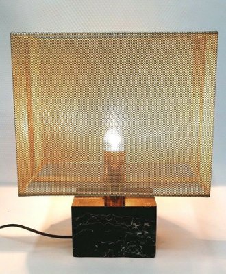 Marble and White Mesh Table Lamp from Lamperti, 1970s-FIP-810277