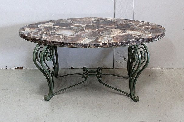 Marble and Wrought Iron Coffee Table, 1950-RVK-858430