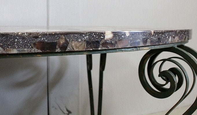 Marble and Wrought Iron Coffee Table, 1950-RVK-858430