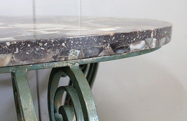 Marble and Wrought Iron Coffee Table, 1950-RVK-858430