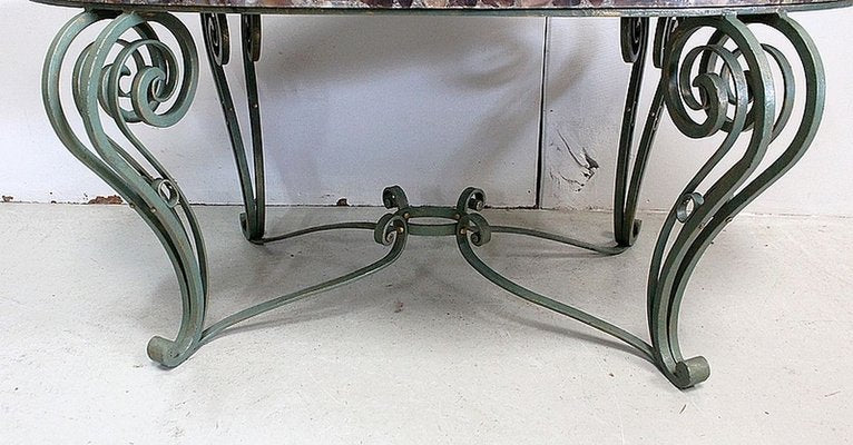 Marble and Wrought Iron Coffee Table, 1950-RVK-858430