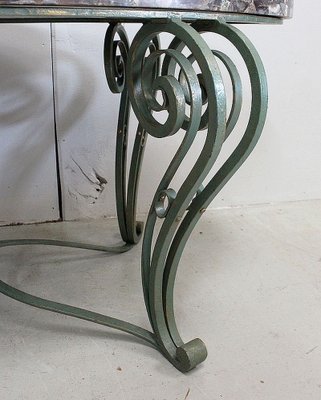 Marble and Wrought Iron Coffee Table, 1950-RVK-858430