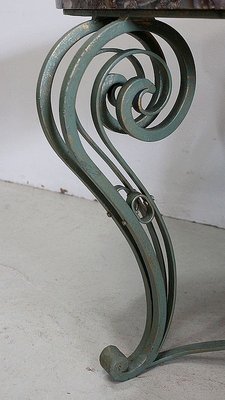 Marble and Wrought Iron Coffee Table, 1950-RVK-858430