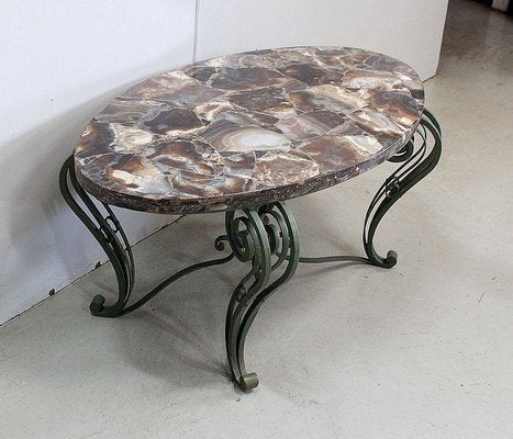 Marble and Wrought Iron Coffee Table, 1950-RVK-858430