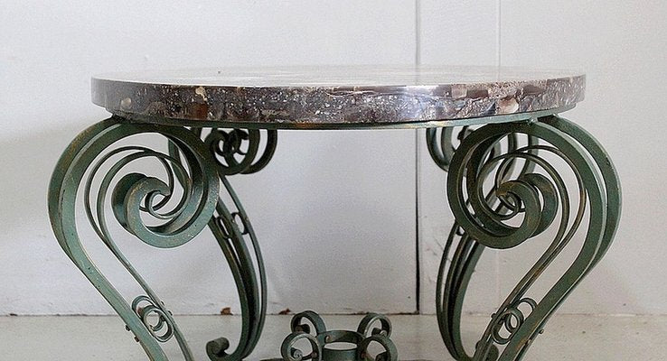 Marble and Wrought Iron Coffee Table, 1950-RVK-858430