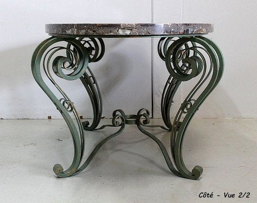 Marble and Wrought Iron Coffee Table, 1950-RVK-858430