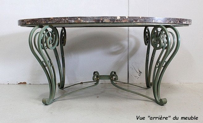 Marble and Wrought Iron Coffee Table, 1950-RVK-858430