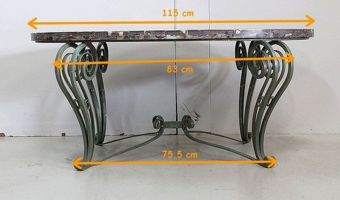 Marble and Wrought Iron Coffee Table, 1950-RVK-858430