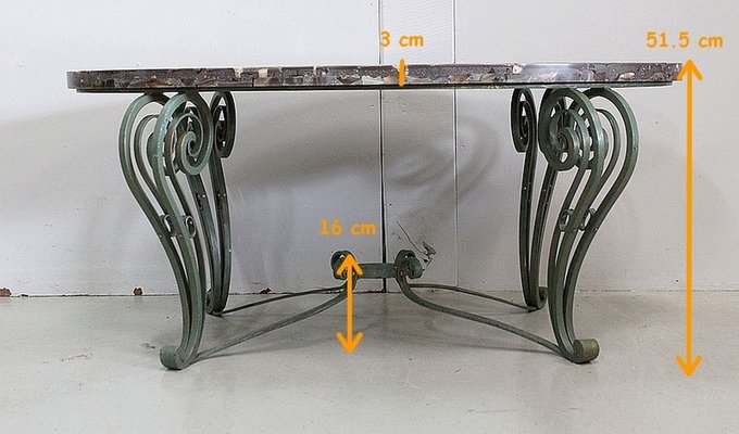 Marble and Wrought Iron Coffee Table, 1950-RVK-858430