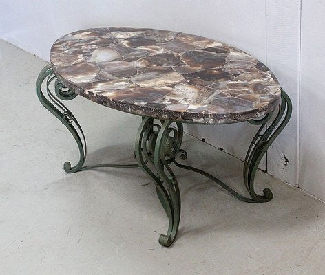 Marble and Wrought Iron Coffee Table, 1950-RVK-858430