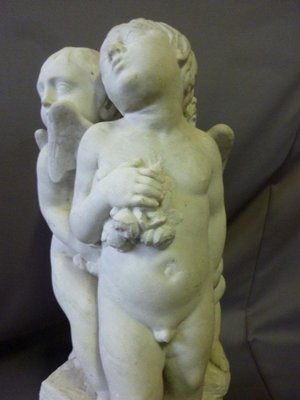 Marble Angelots Sculpture by G. Léonetti, 1920s-WSV-605537