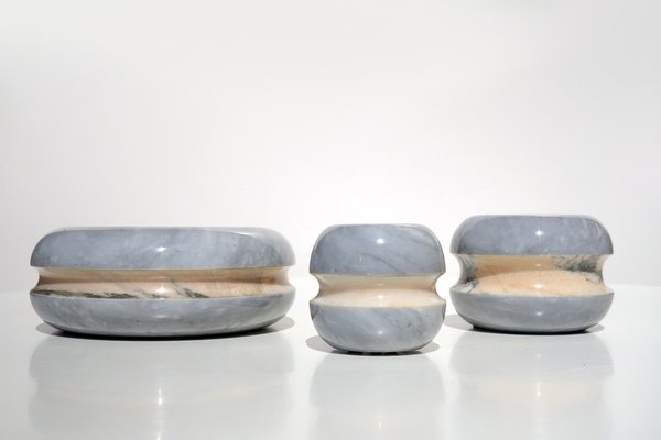 Marble Ashtray Set by Massimo Vignelli for Casigliani, 1970s, Set of 3-KGD-941043