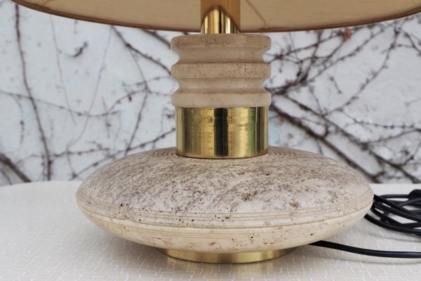 Marble, Brass and Plastic Table Lamp, 1960s-KNM-856143